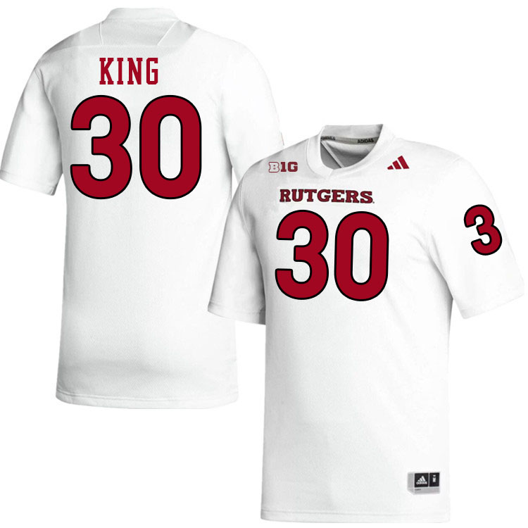 Rutgers Scarlet Knights #30 Elijah King College Football Jerseys Stitched-White Rutgers Scarlet Knights #30 Elijah King College Football Jerseys Stitched-White